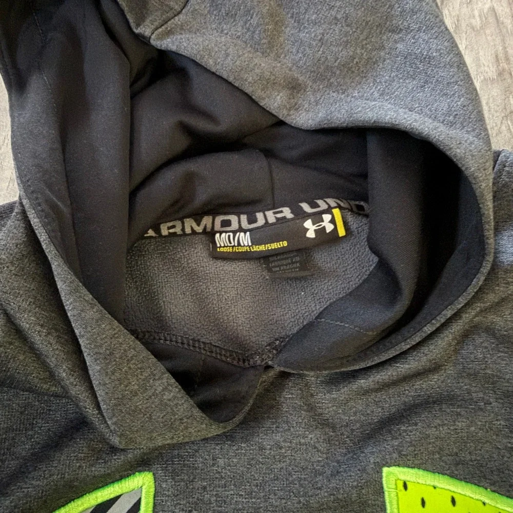 Under Armour Storm Big Logo Hoodie Men's Medium Gray Neon Yellow 2013 FW